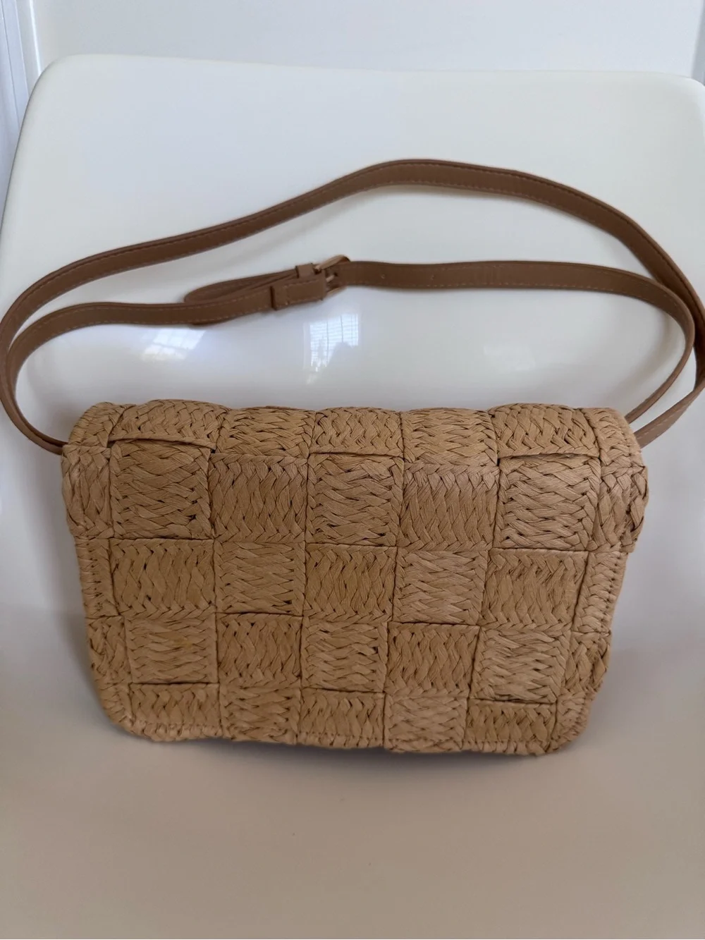 Woven Raffia Straw Crossbody Bag Coastal Grandmillennial Boho Beach Vacation H&M